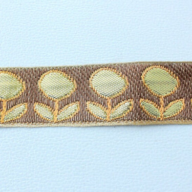 Orange, Gold And Bronze Floral Embroidered Fabric Lace Trim, Approx. 30mm Wide - 140316L77